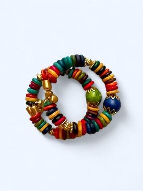 Tropical Beaded Bracelet Set with Bells